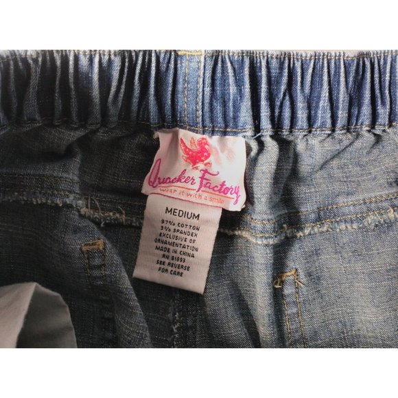 Quacker Factory Women's Jeans Sz M 5-Pocket Embellished Blue Rhinestones - Picture 4 of 5